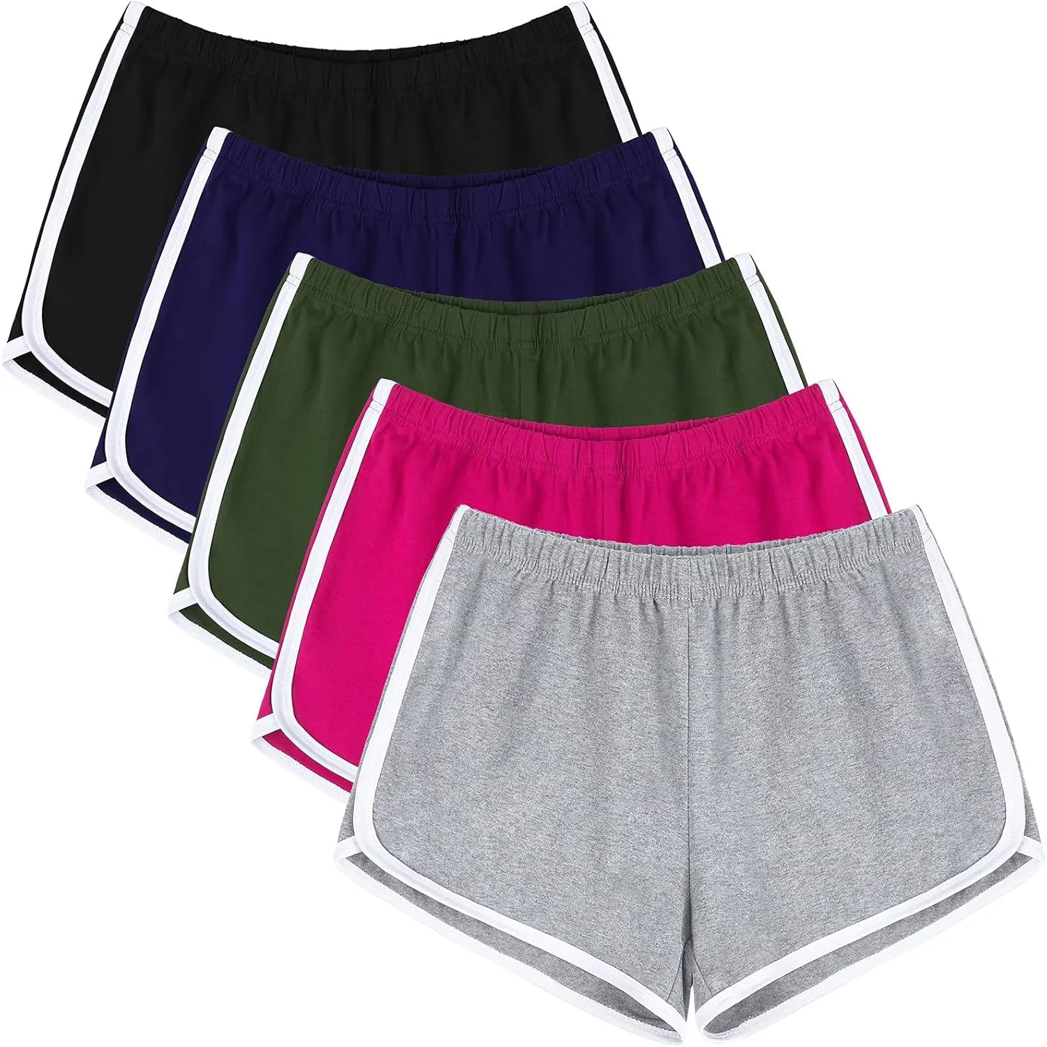 URATOT 5 Packs Soft Comfy Booty Cotton Workout Pants Breathable Lounge Dolphin Shorts Cycling Hiking Pants for Women