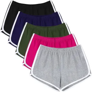 URATOT 5 Packs Soft Comfy Booty Cotton Workout Pants Breathable Lounge Dolphin Shorts Cycling Hiking Pants for Women
