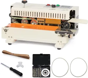 U.S. SOLID Continuous Bag Band Sealer Tabletop Sealing Machine, Automatic Horizontal Band Sealer with Digital Temperature Control for 0.02-0.08mm PVC Bags Films Stamp Coding 110V
