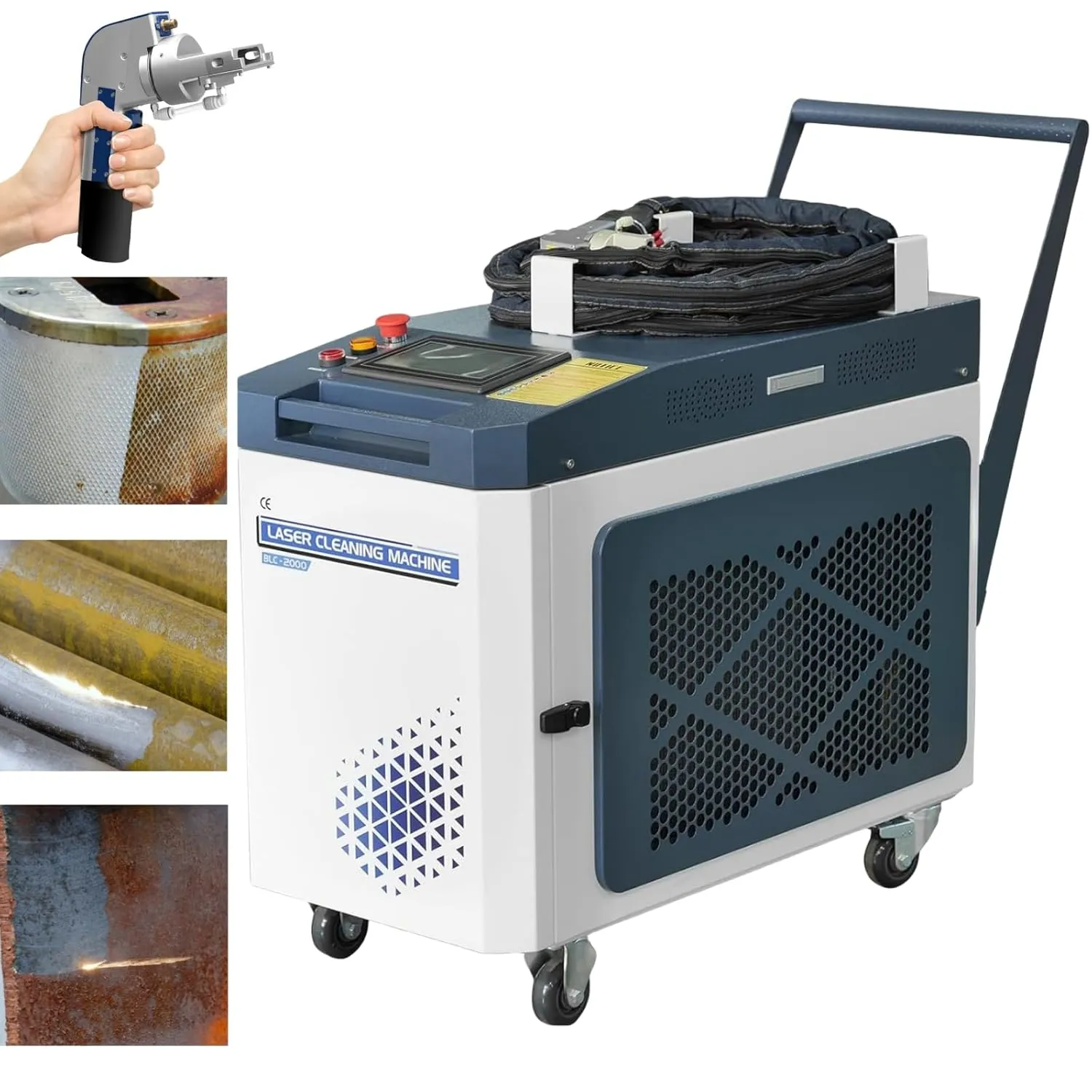 US Stock 2000 W Laser Rust Removal Machine 220V MAX Laser Cleaning Machine CW Laser Cleaner Laser Rust Remover for Metal Rust Oil Coating