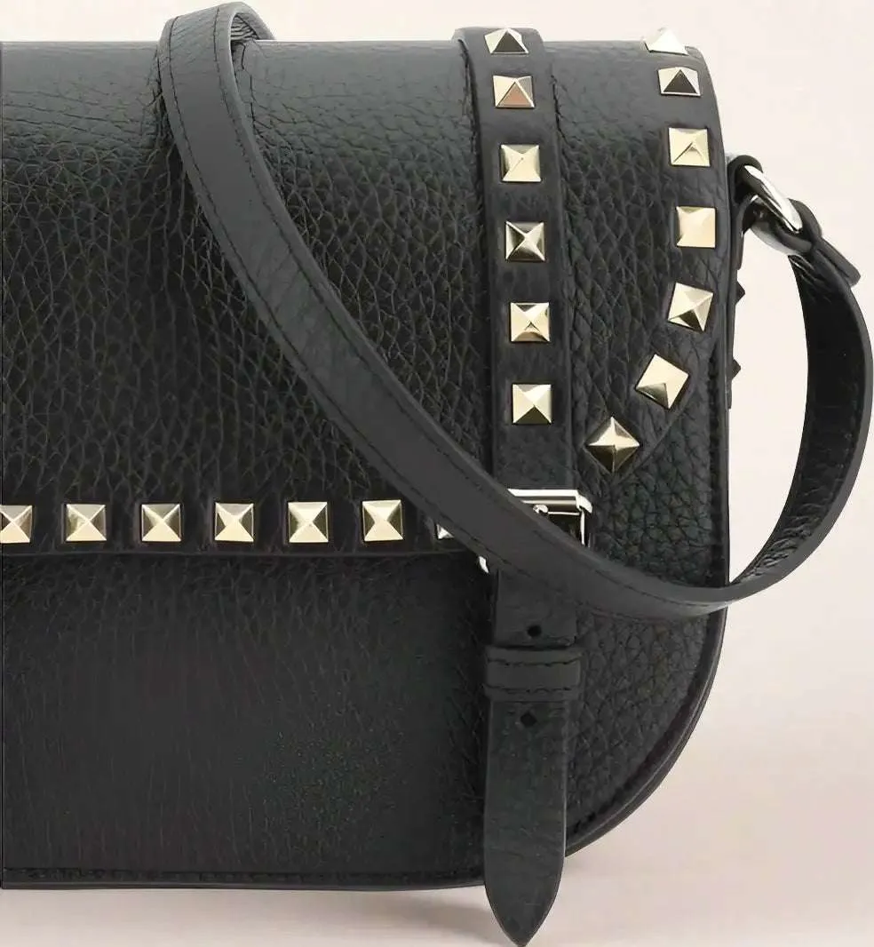 Valentino Garavani black leather studded Shoulder Bag