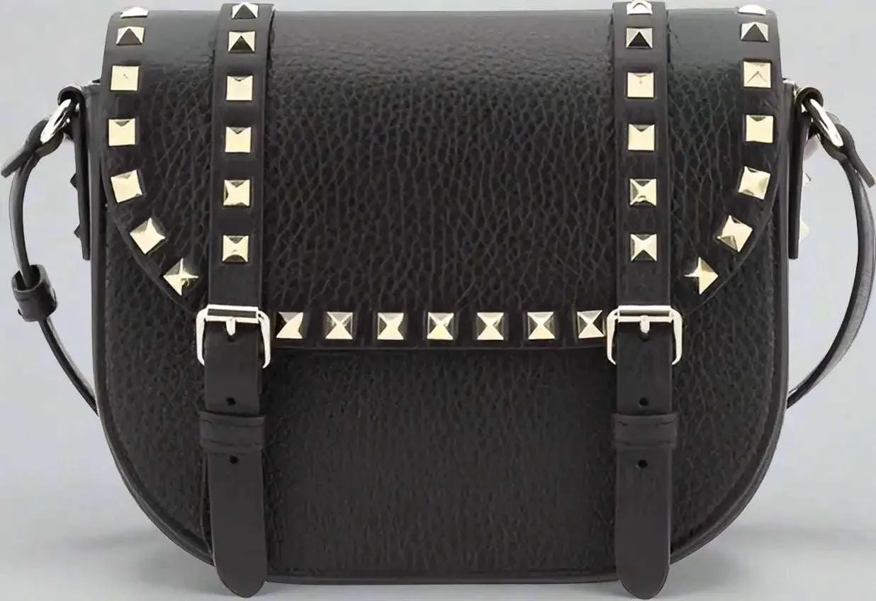Valentino Garavani black leather studded Shoulder Bag
