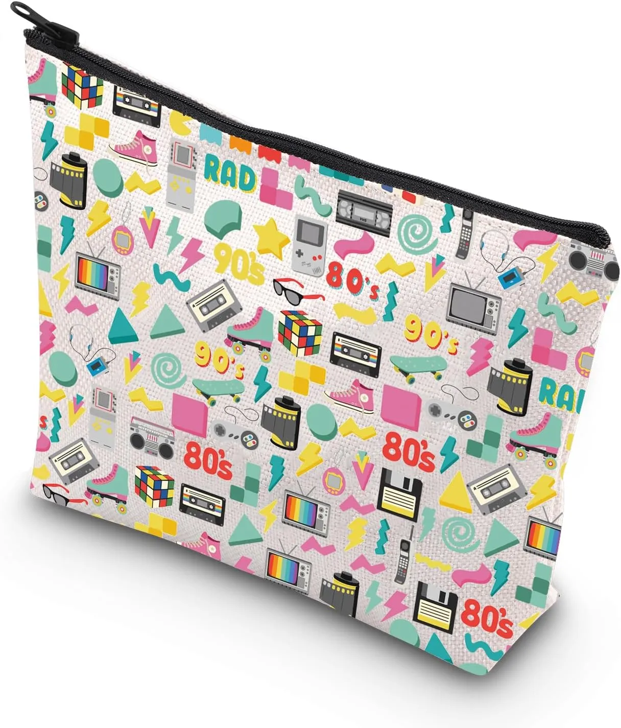 VAMSII 80's Vibes Cosmetic Bag 90's Party Gift 90's Raised Gift 80's Nostalgia Funny 1980s Gift 1980s Toiletry Bag Disco Party Theme (80's)