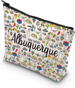 VAMSII Albuquerque Lover New Mexico Cosmetic Bag Mexico City Pride Gift New Mexico Vacation Albuquerque Landmark New Mexico Trip (NEW MEXICO)