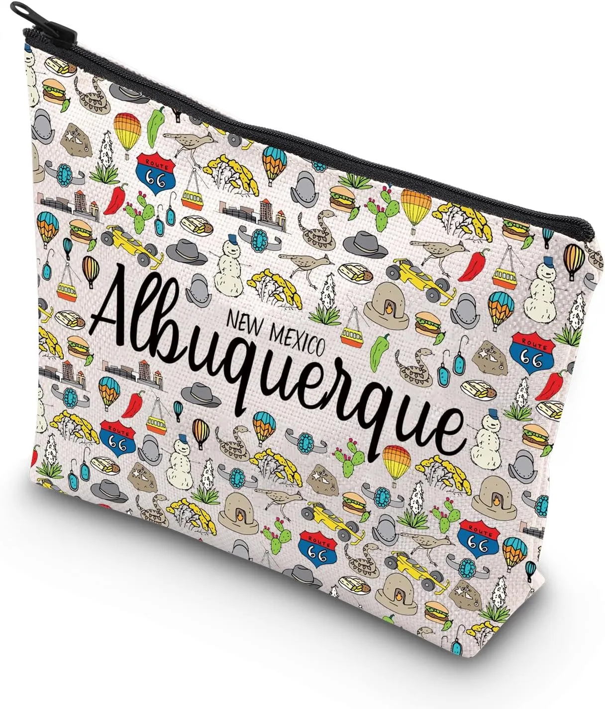 VAMSII Albuquerque Lover New Mexico Cosmetic Bag Mexico City Pride Gift New Mexico Vacation Albuquerque Landmark New Mexico Trip (NEW MEXICO)
