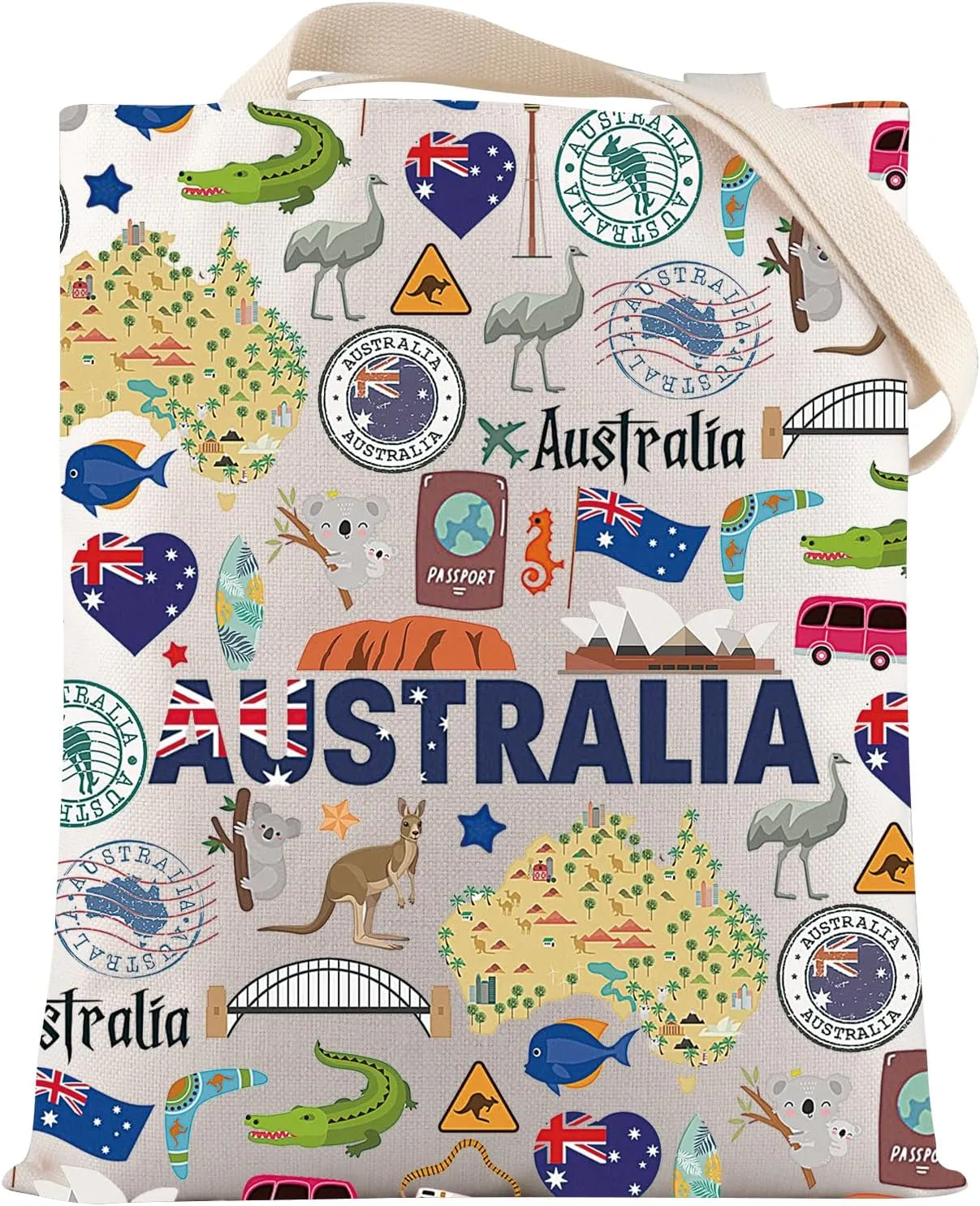 VAMSII Australia Travel Gift Australian Tote Bag Australia Lover Gift Australia Landmark Theme Gift Australia Souvenir Gift