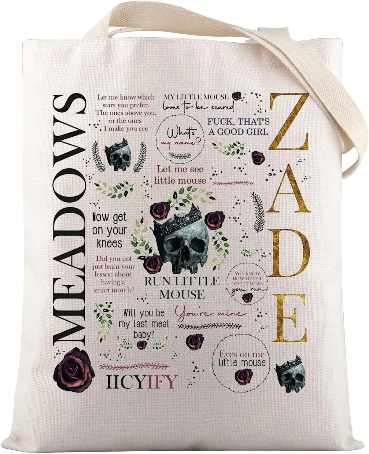 VAMSII Haunting Inspired Run Little Mouse Tote Bag Dark Romance Reander Gift Smut Book Reader Fans Gifts Bookish Gift