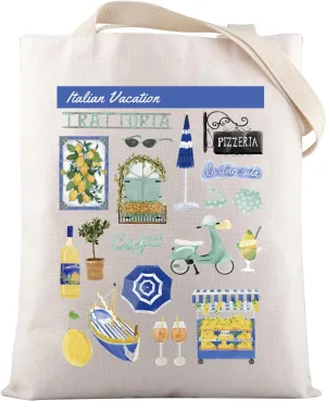VAMSII Italian Vacation Gift Italy Coast Social Club Tote Bag Italian Summer Vacation Beach Bag Travel Trip Gift