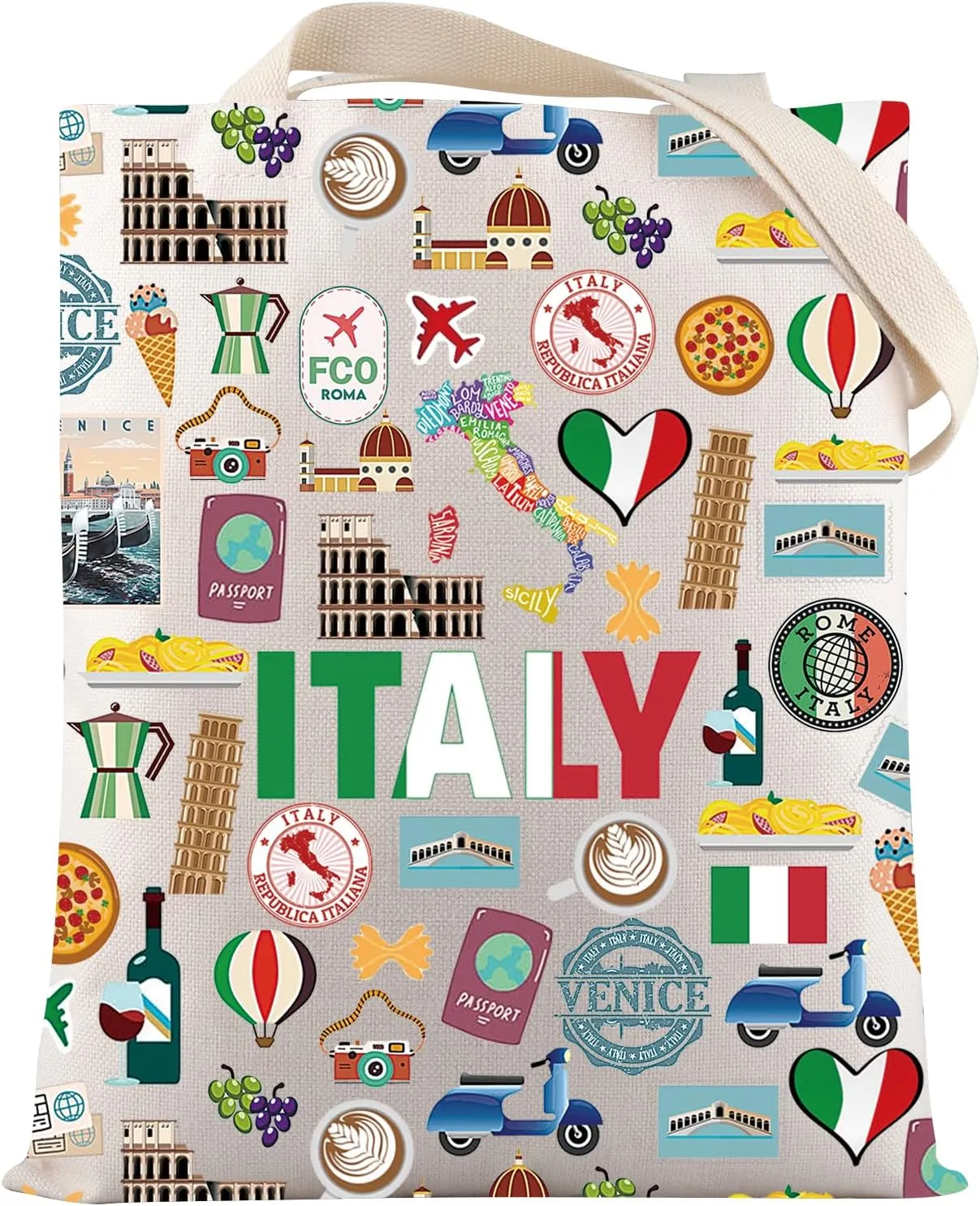 VAMSII Italy Travel Gift Italy Lover Tote Bag Italy Souvenir Gift Italian Rome Traveller Gift Honeymoon Gift