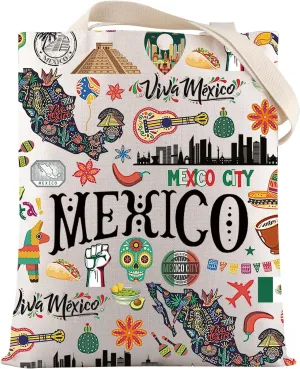 VAMSII Mexico Souvenir Gift Mexico Travel Tote Bag Mexico Bachelorette Party Gift Mexican Pride Gift Mexico Vacation Gift