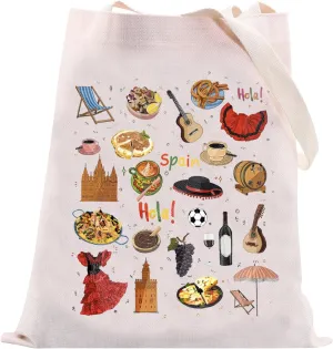 VAMSII Spain Trip Gift Spain Lover Tote Bag Spain Souvenir Gift Spain Themed Gift Spain Vacation Gift Spain Travel Gift