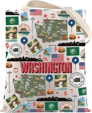 VAMSII Washington Souvenir Gift Washington DC Travel Tote Bag Washington Tourism Gift Washington Landmarks Gift