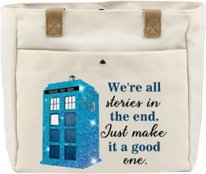 VAMSII Who TV Show Makeup Bag Who TV Show Inspired Gifts Policeman Box Fans Gifts Whovian Merchandise (WhoStoriesBag2)