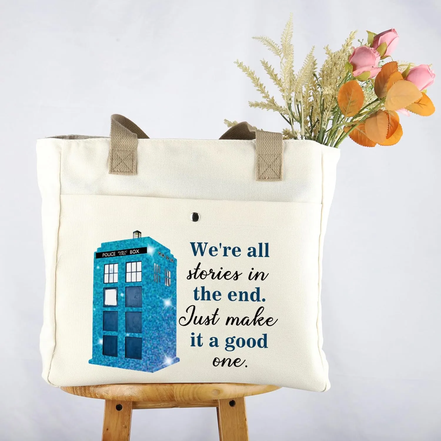 VAMSII Who TV Show Makeup Bag Who TV Show Inspired Gifts Policeman Box Fans Gifts Whovian Merchandise (WhoStoriesBag2)