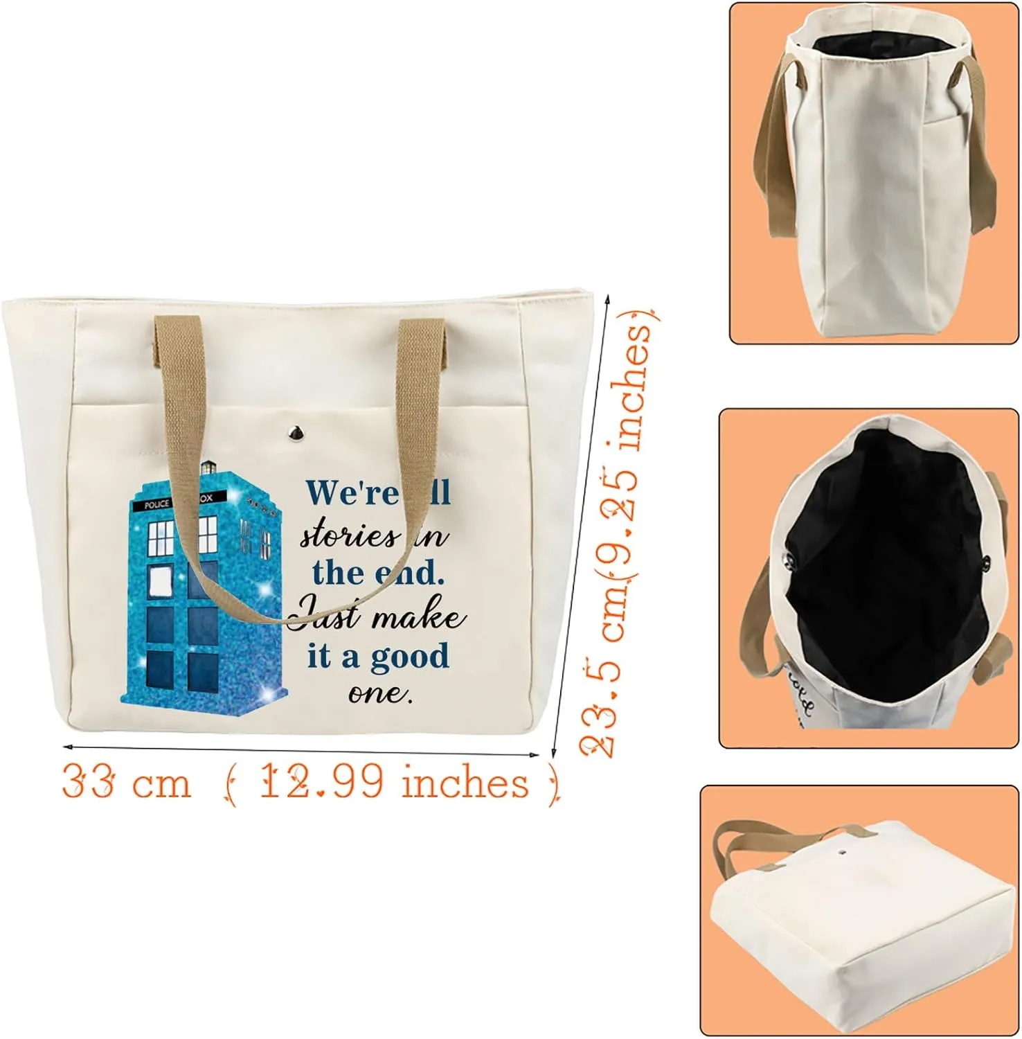 VAMSII Who TV Show Makeup Bag Who TV Show Inspired Gifts Policeman Box Fans Gifts Whovian Merchandise (WhoStoriesBag2)