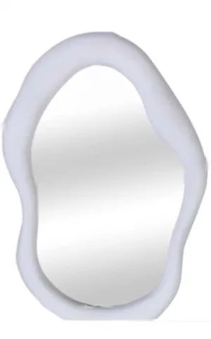 Vanity Makeup Mirror Irregular Tabletop Mirror Dressing Table Makeup Mirror HD Mirror Home Bedroom Tabletop Decoration Mirror Solid Color Abnormity Table Desk Vanity Makeup Mirror(Color:White)