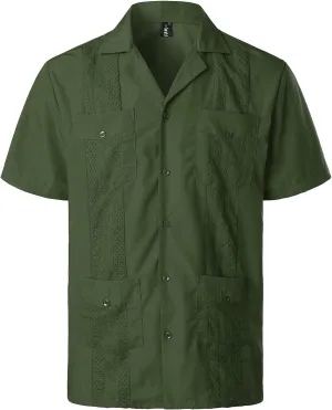 VATPAVE Mens Short Sleeve Button Down Cuban Guayabera Shirts