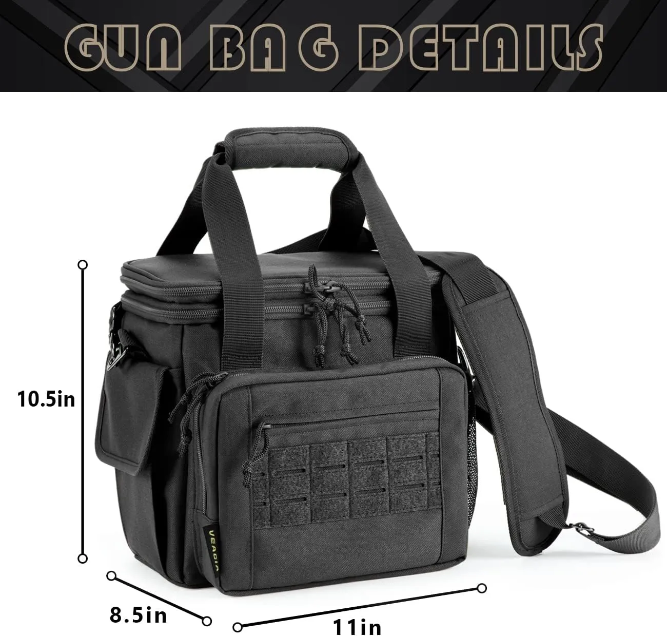 VEAGIA Range Bag,Pistol Case,Soft Gun Case Range Bags For Handguns And Ammo Safe Lockable Double Layer Explosion Proof Zipper That Multi Pistol Carrying Bags (Black 1.0)