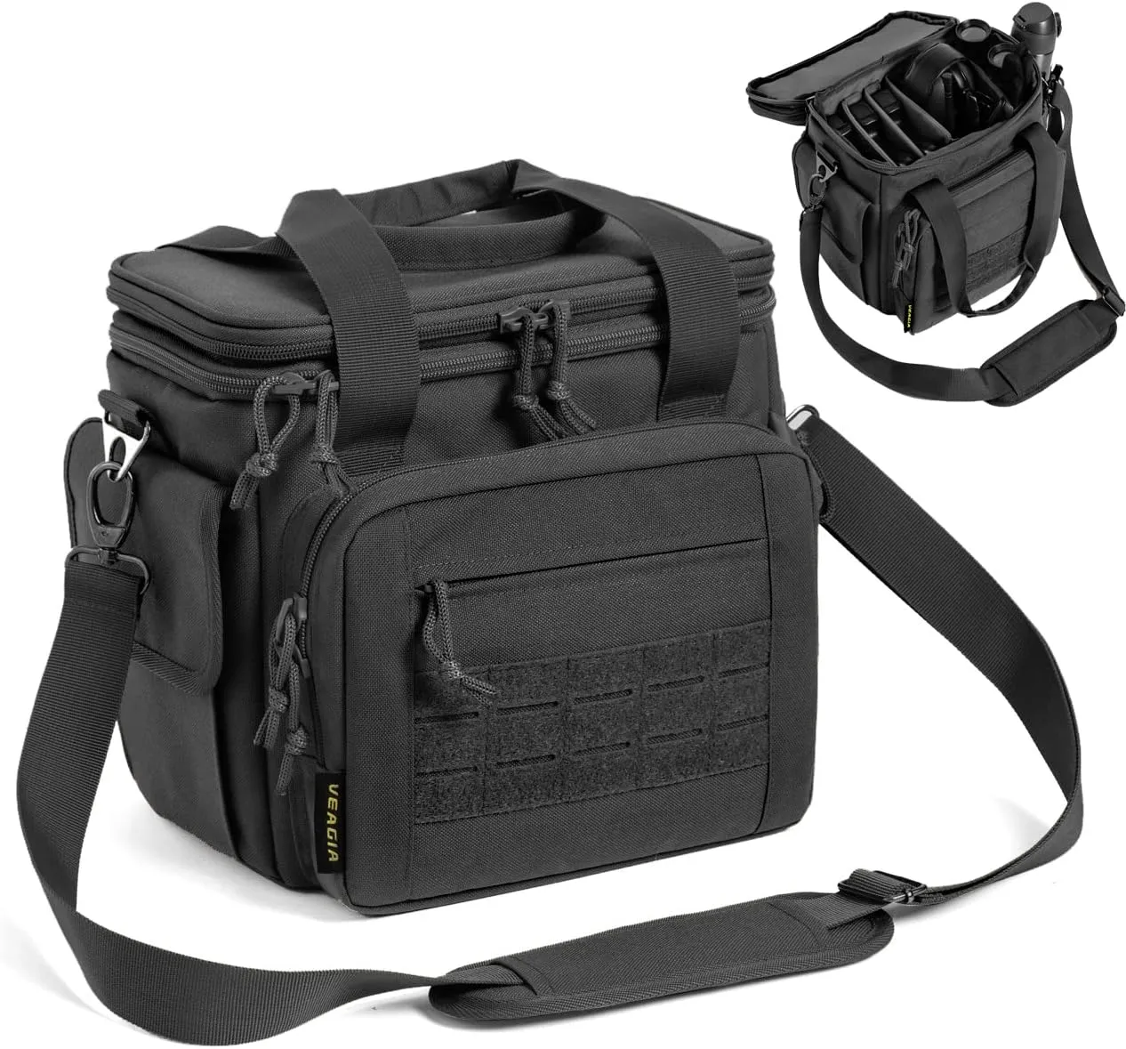 VEAGIA Range Bag,Pistol Case,Soft Gun Case Range Bags For Handguns And Ammo Safe Lockable Double Layer Explosion Proof Zipper That Multi Pistol Carrying Bags (Black 1.0)