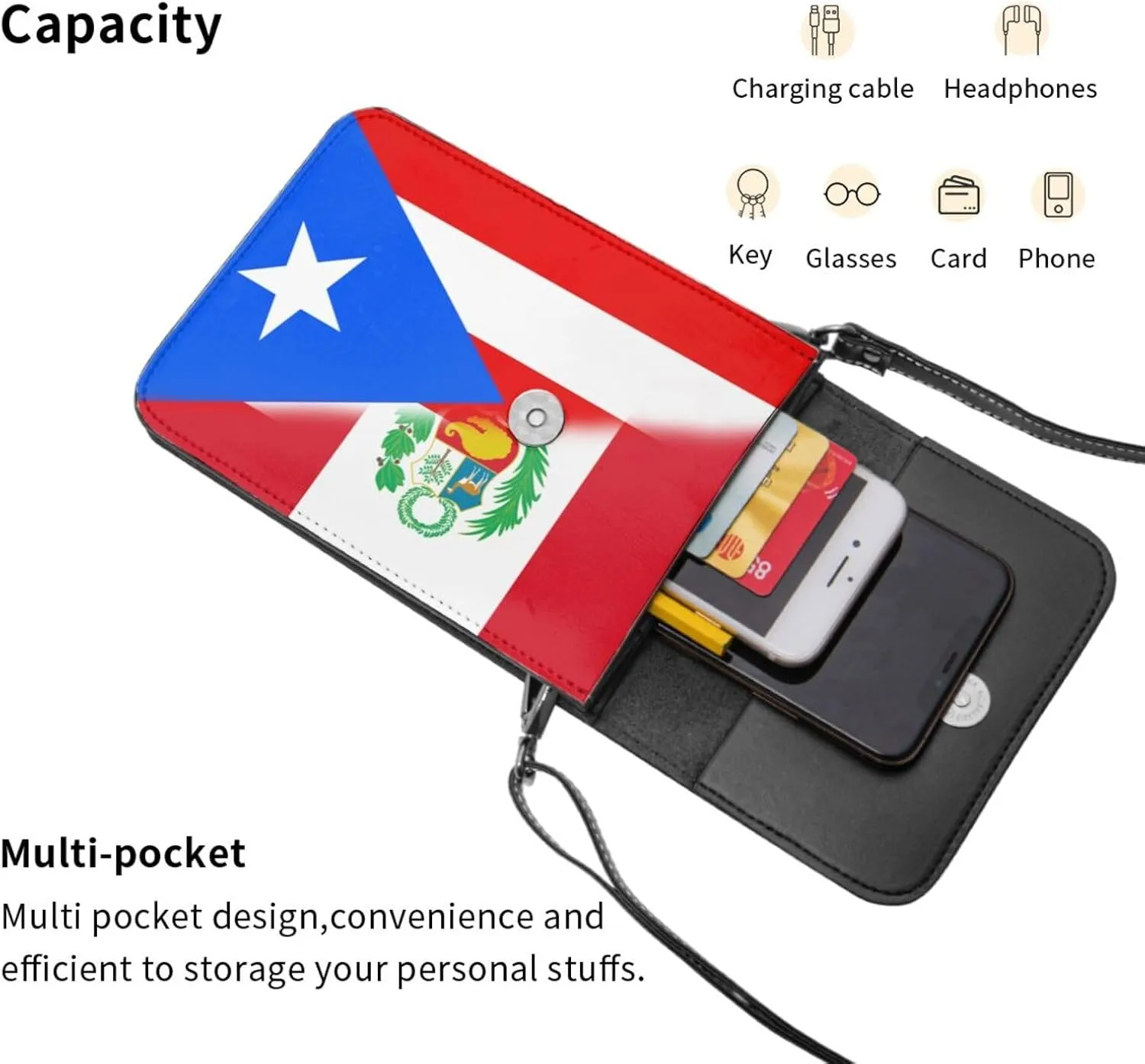 Venezuela Venezuelan Haiti Haitian Half Flag Small Crossbody Purse Cell Phone Bag for Women