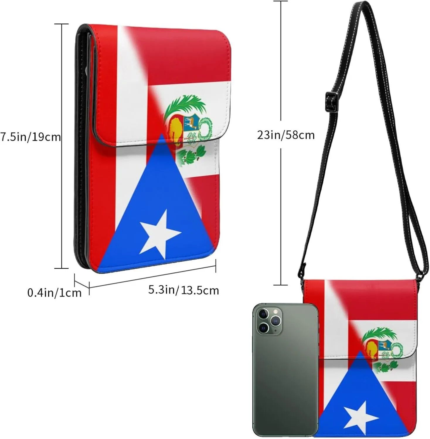 Venezuela Venezuelan Haiti Haitian Half Flag Small Crossbody Purse Cell Phone Bag for Women