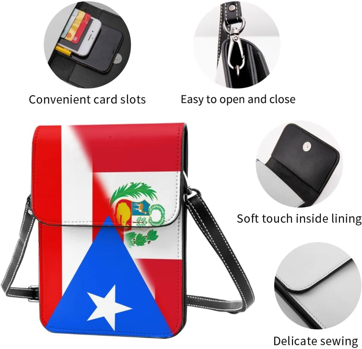 Venezuela Venezuelan Haiti Haitian Half Flag Small Crossbody Purse Cell Phone Bag for Women