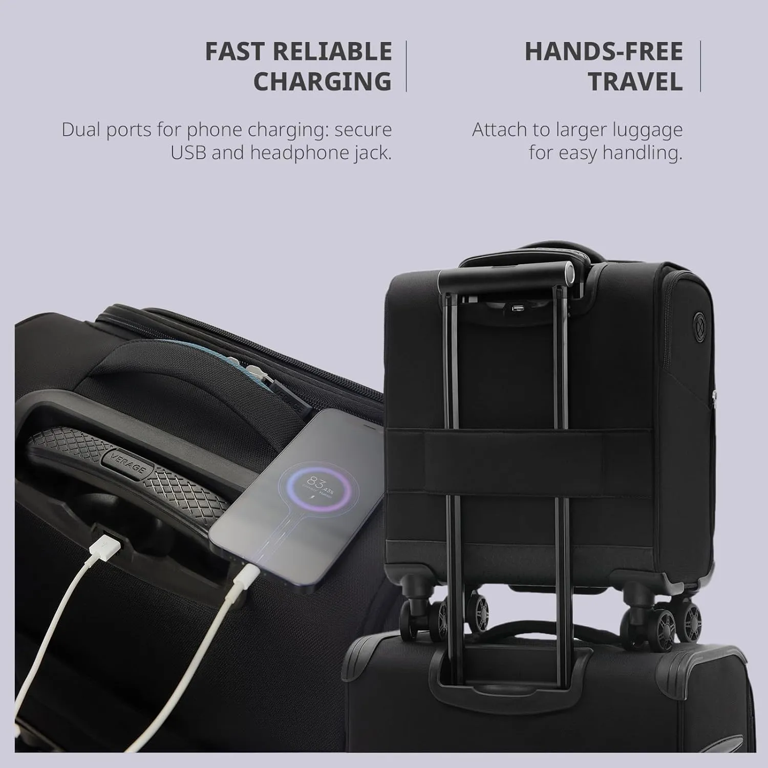Verage Underseat Carry On Luggage with Wheels & USB Port,14 inch Wheeled Spinner Carry-on Luggages Bags for Airlines, Lightweight Overnight Suitcase for Men Women (14-Inch Compact Underseat Pro)