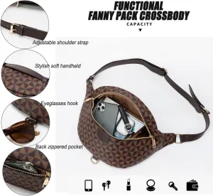 Versatile Women's Designer Fanny Pack - Sling Bag for On-the-Go Style & Travel - Perfect as Crossbody or Chest Bum Bag (Brown)