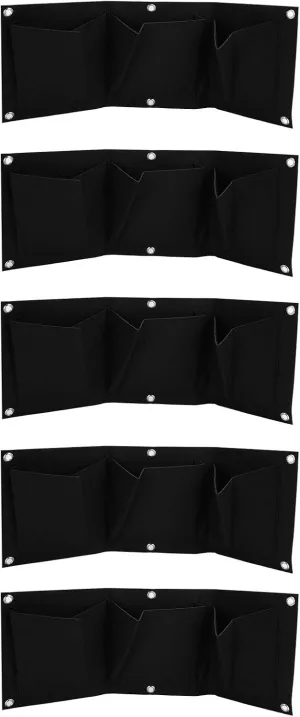 Vertical Garden Wall Hanging Planter with 3 Pockets 5Pcs Plant Growing Bags Wall Mounted Degradable 3Pockets Planter Garden Accessory Wall Mounted Hanging Wall Planter Fence