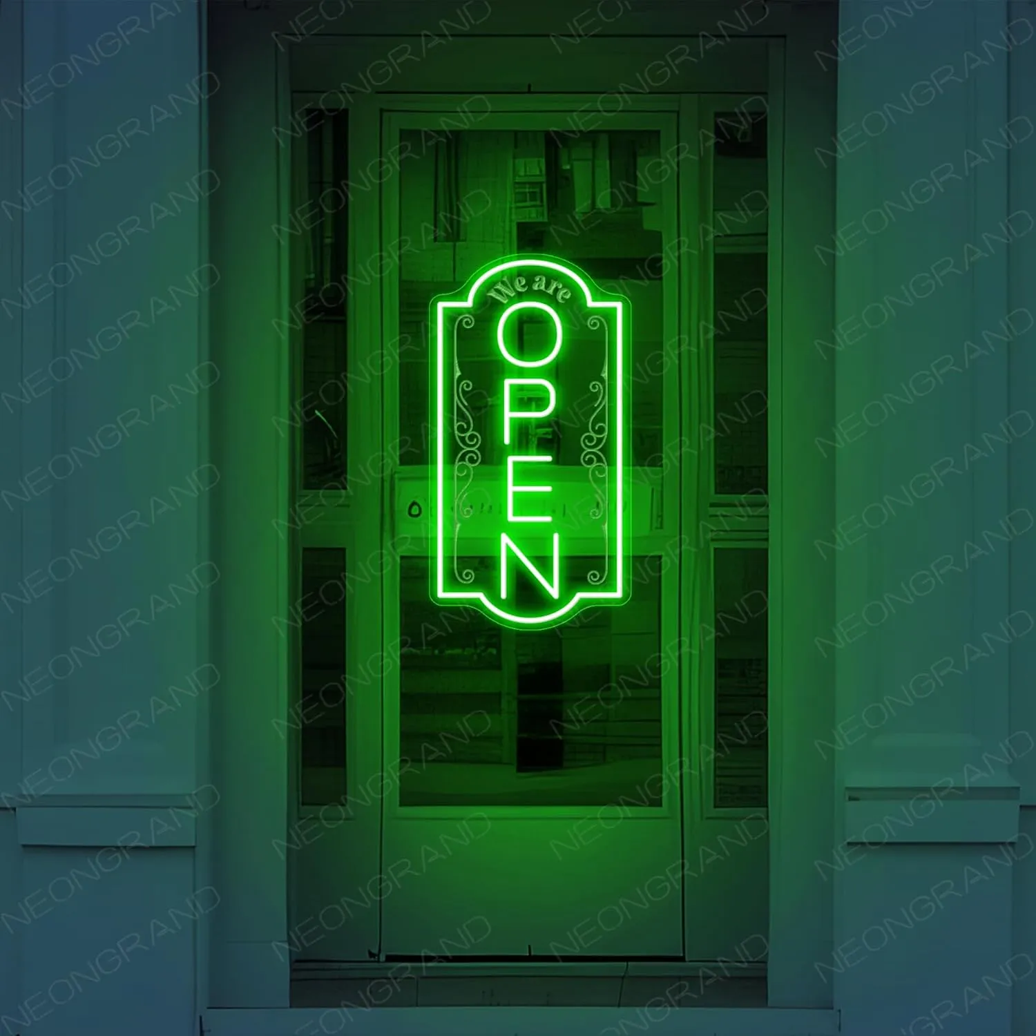 Vertical open sign Vertical Open Led Sign Neon Sign business window light vertical open signs for business (Green, 16.5x9'')