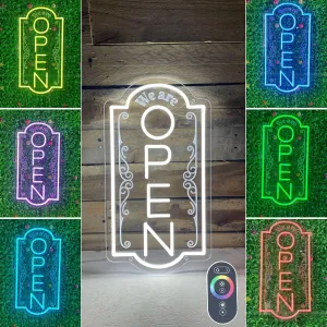 Vertical open sign Vertical Open Led Sign Neon Sign business window light vertical open signs for business (Multi color, 24x12")