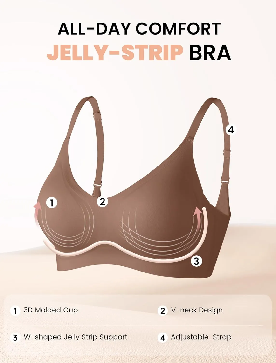 Vertvie Wireless Bras for Women Full Coverage Supportive Seamless Bralettes No Underwire Push Up Comfort Soft T-Shirt Bra