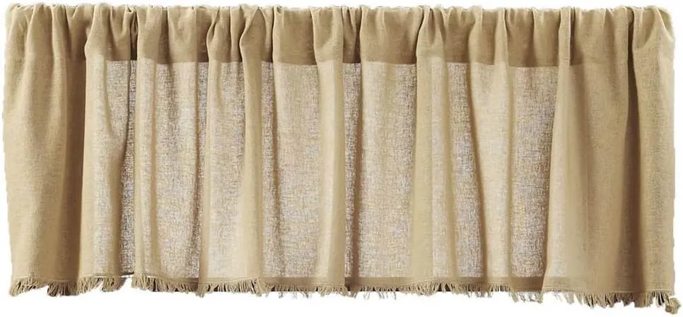 VHC Brands Tobacco Cloth Khaki Valance Fringed 16x90