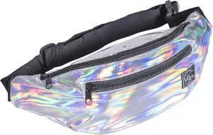 Vibe Festival Gear Fanny Pack for Men Women - Many Prints - Black Holographic Silver Gold Cute Waist Bag for Festival Rave Hiking Running Cycling