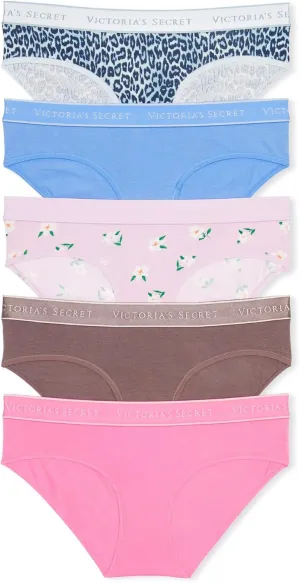 Victoria's Secret Women's Cotton Logo Hipster Underwear, Moderate Coverage Panties for Women, Multi Pack (XS-XXL)