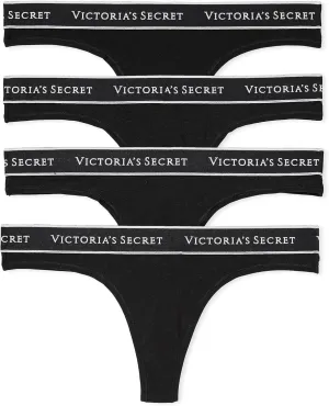 Victoria's Secret Women's Cotton Logo Thong Underwear, Panties for Women, Multi Pack (XS-XXL)