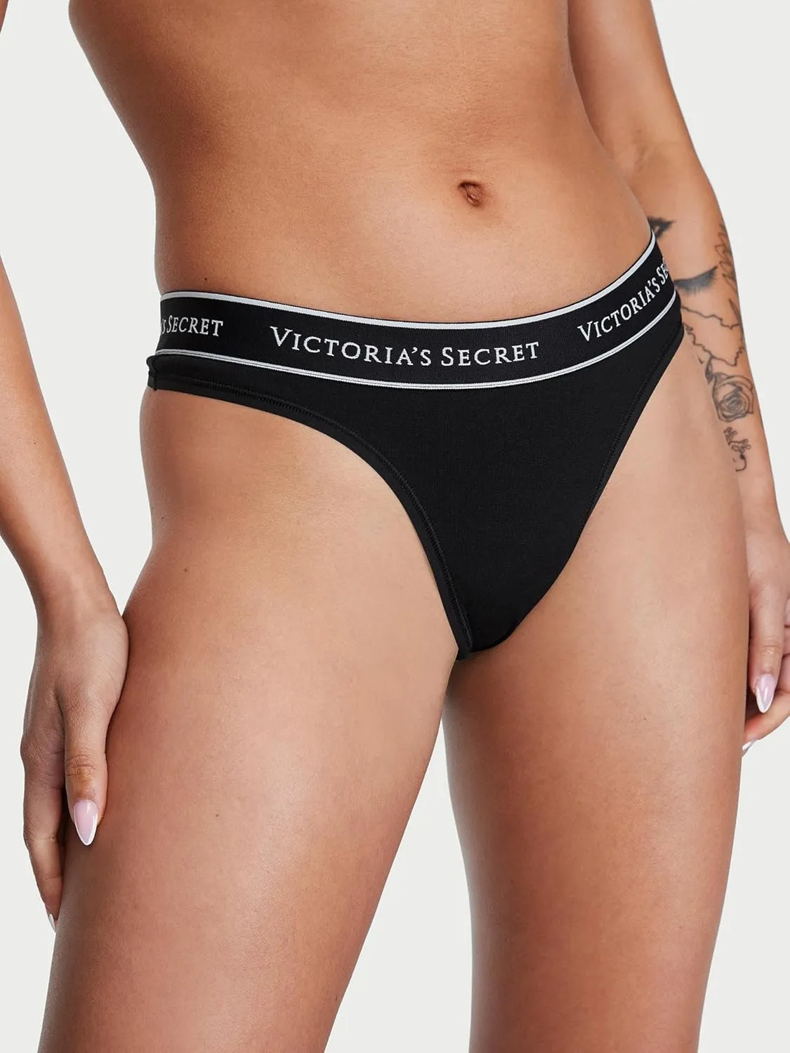Victoria's Secret Women's Cotton Logo Thong Underwear, Panties for Women, Multi Pack (XS-XXL)