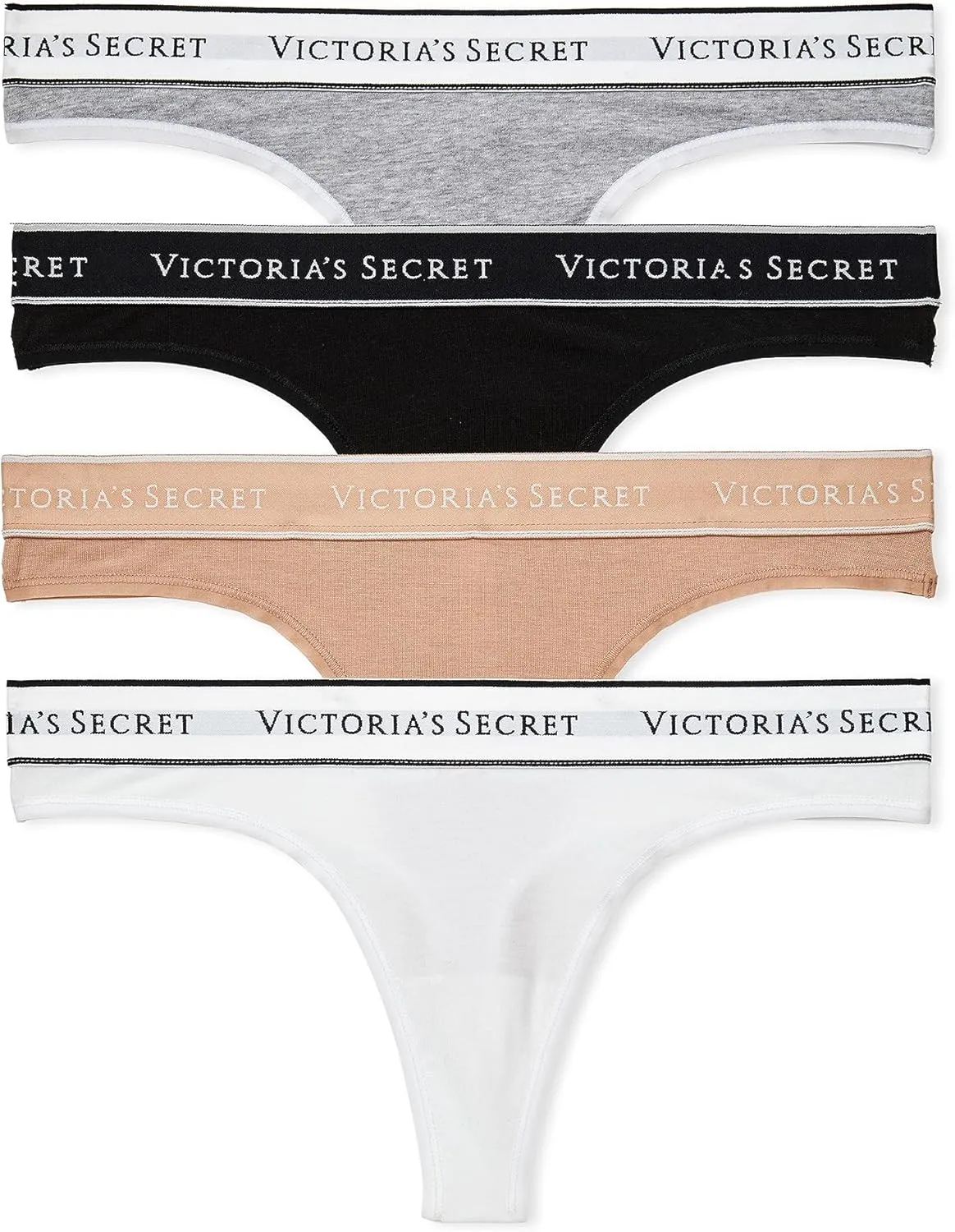 Victoria's Secret Women's Cotton Logo Thong Underwear, Panties for Women, Multi Pack (XS-XXL)