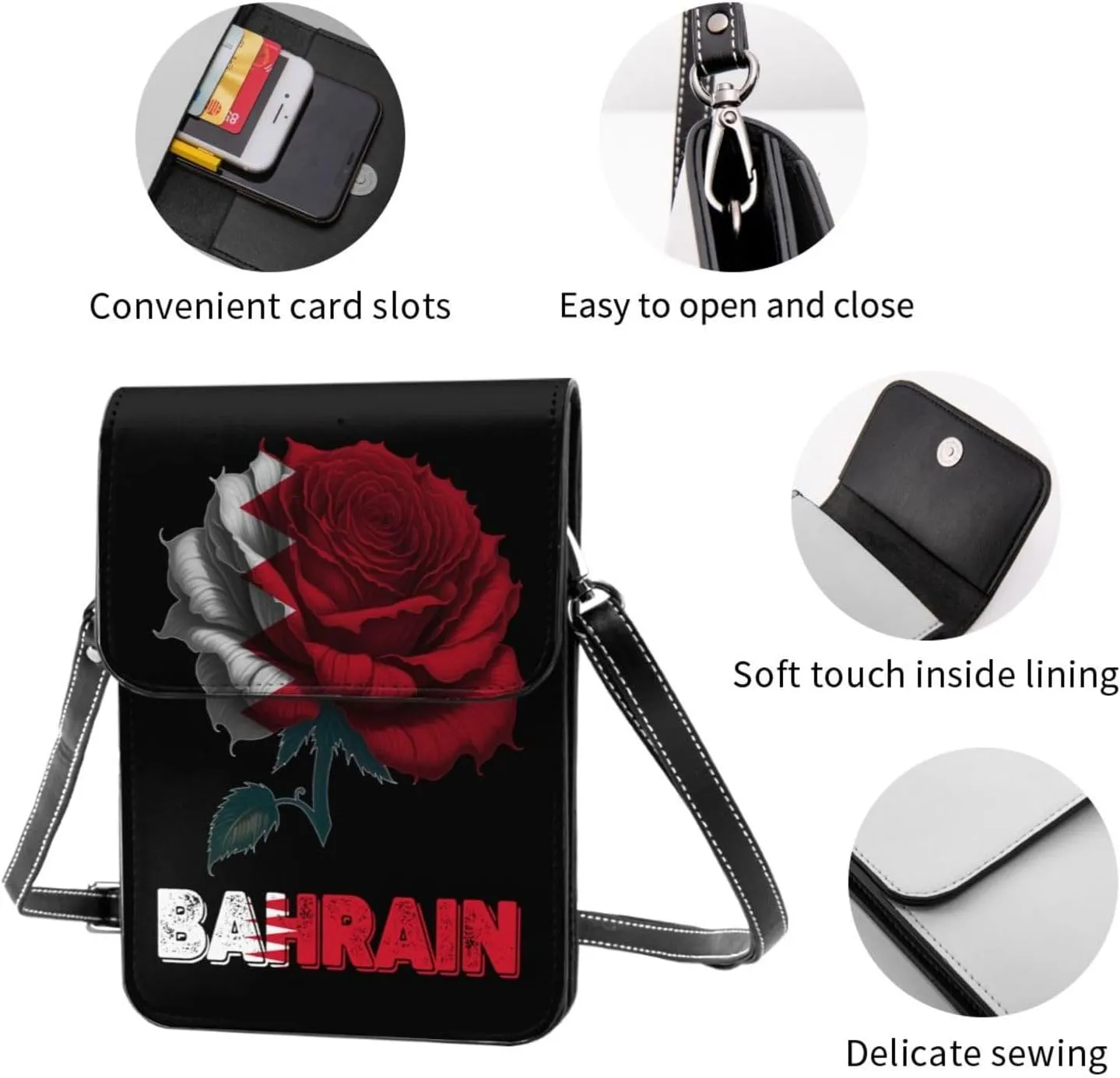 Vintage Cape Verde Verdean Flag Rose Flower Small Crossbody Purse Cell Phone Bag for Women