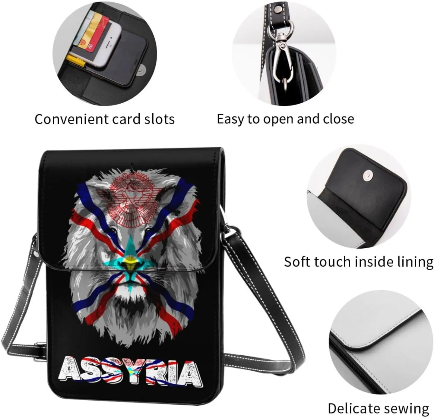 Vintage Cote D'Ivoire Flag Lion Head Small Crossbody Purse Cell Phone Bag for Women