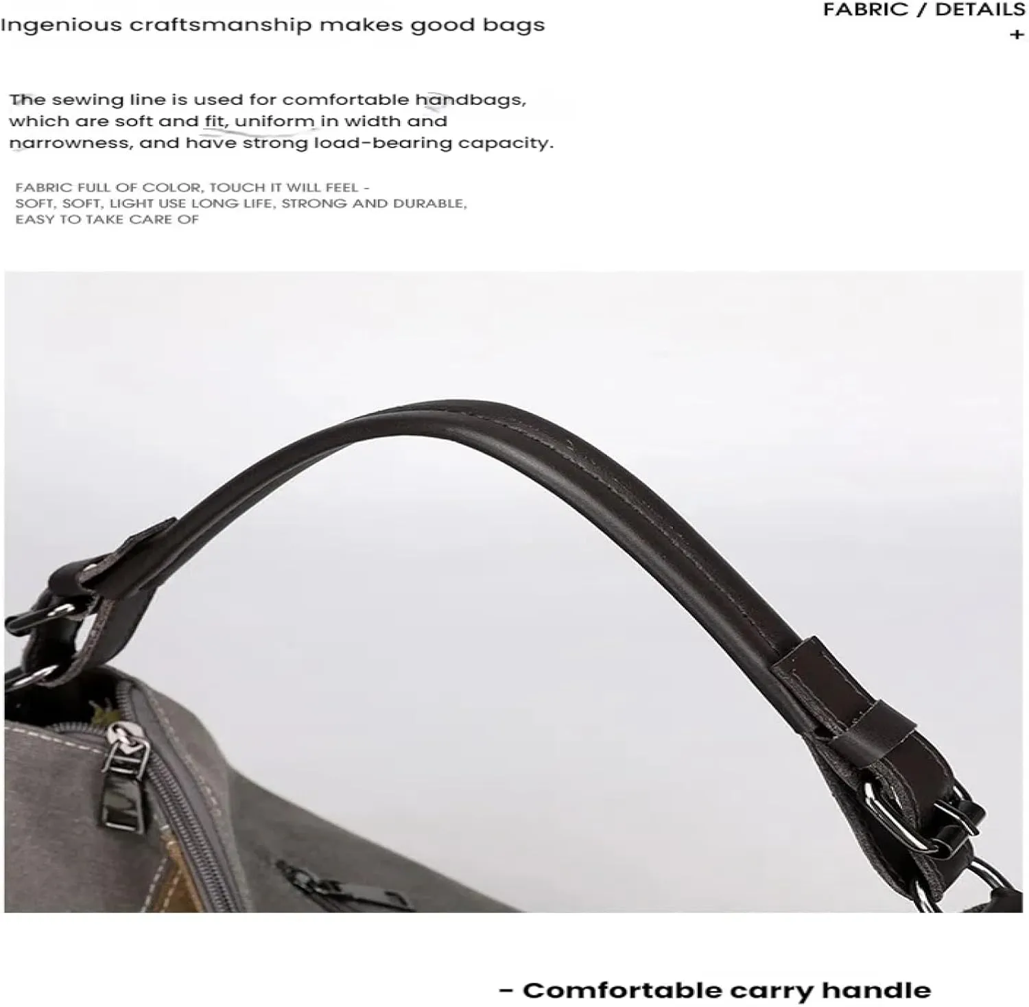 Vintage Panelled Hand-carried Cross-body Bag in Large-capacity Canvas in Contrasting Colour