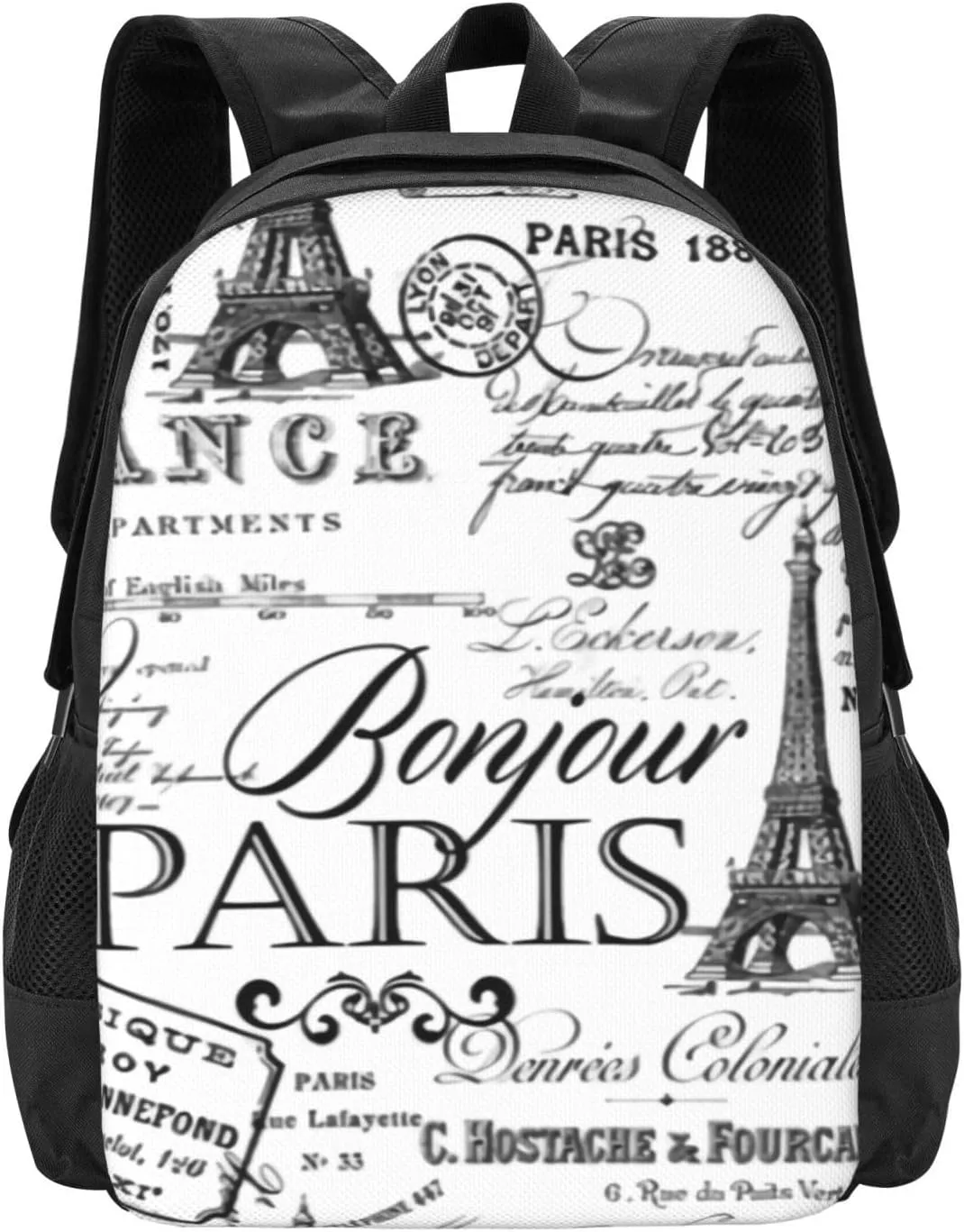 Vintage Paris Black And White Nostalgic Lightweight Packable Backpack Travel Casual Large Capacity Daypack Foldable Backpack For Men Women