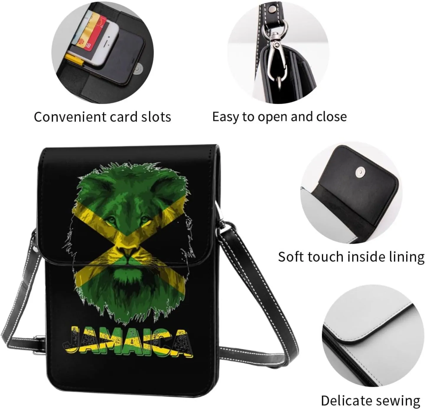 Vintage Saint Vincent And The Grenadines Flag Lion Head Small Crossbody Purse Cell Phone Bag for Women
