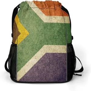 Vintage South Africa Flag Gym Bag Workout Gym Backpack with Shoe Compartment Sports Bags for Women Men