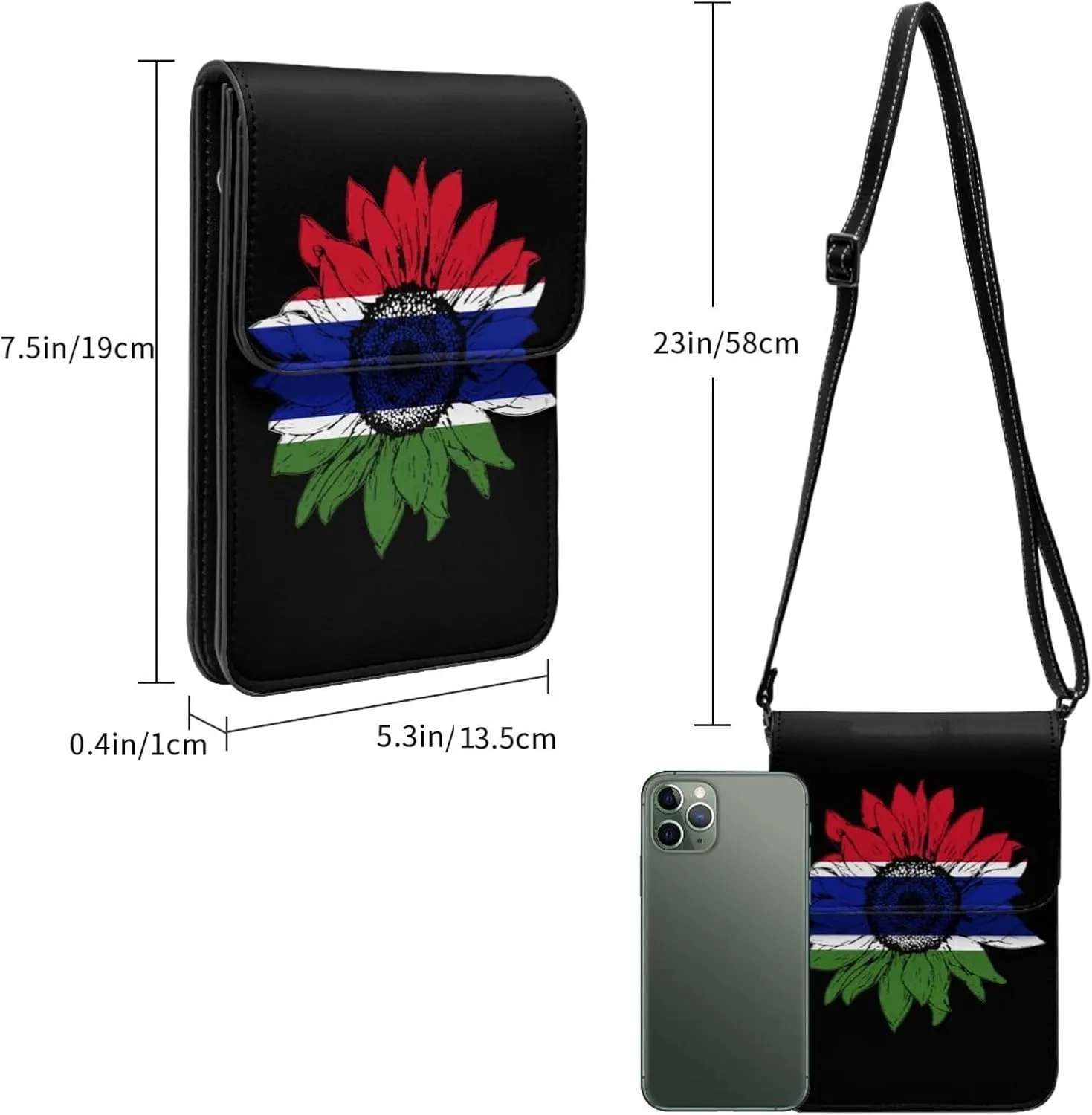 Vintage Sunflower Liberia Liberian Flag Small Crossbody Purse Cell Phone Bag for Women