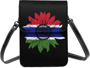 Vintage Sunflower Liberia Liberian Flag Small Crossbody Purse Cell Phone Bag for Women