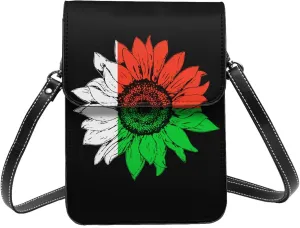 Vintage Sunflower Nepal Nepalese Flag Small Crossbody Purse Cell Phone Bag for Women