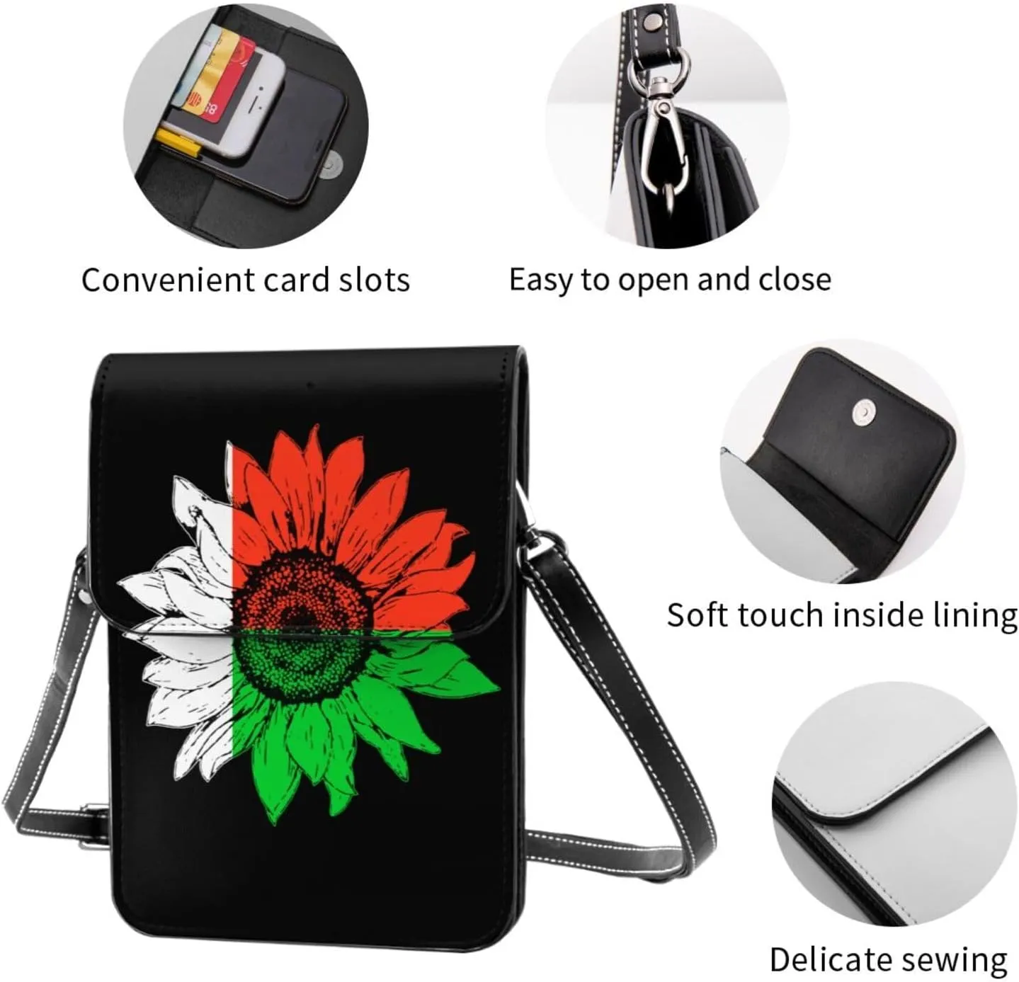 Vintage Sunflower Nepal Nepalese Flag Small Crossbody Purse Cell Phone Bag for Women