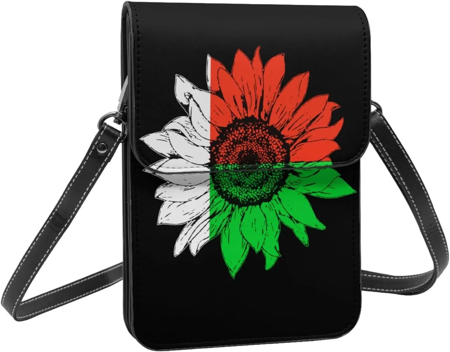 Vintage Sunflower Nepal Nepalese Flag Small Crossbody Purse Cell Phone Bag for Women