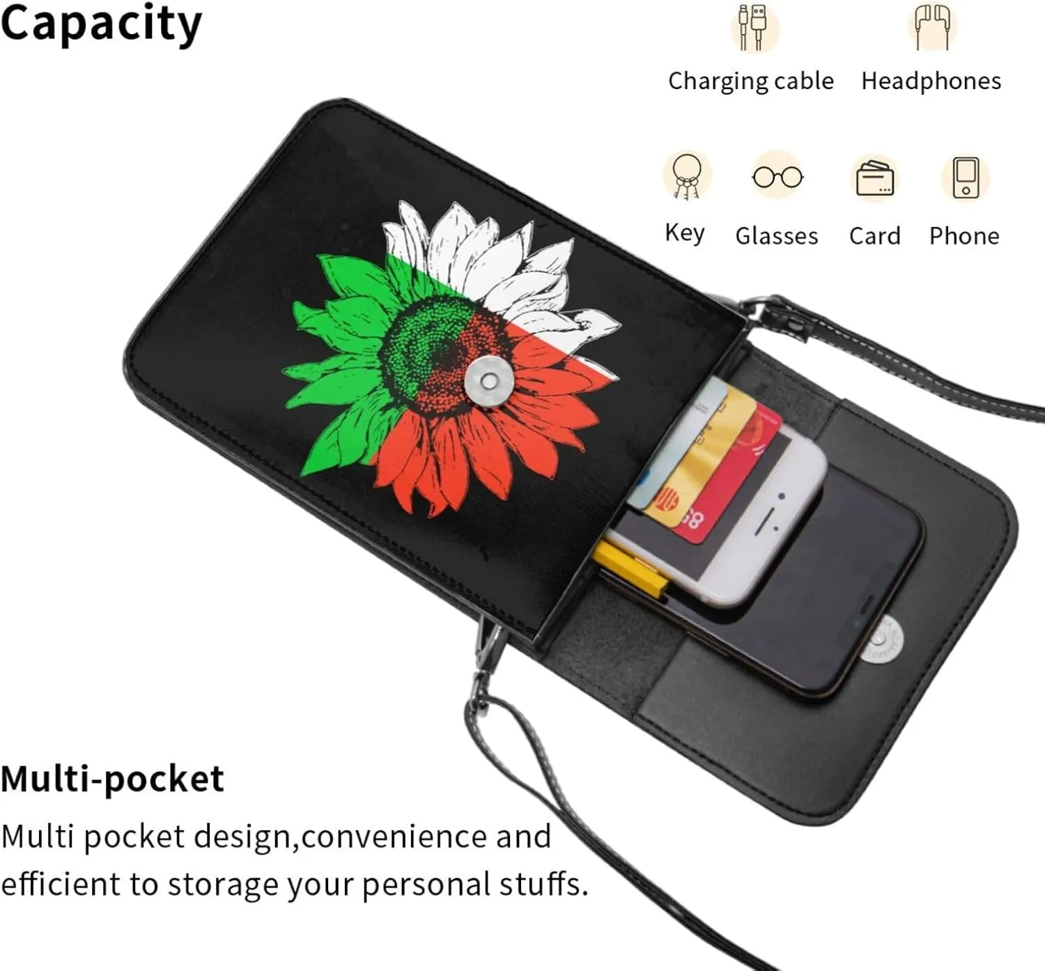 Vintage Sunflower Nepal Nepalese Flag Small Crossbody Purse Cell Phone Bag for Women